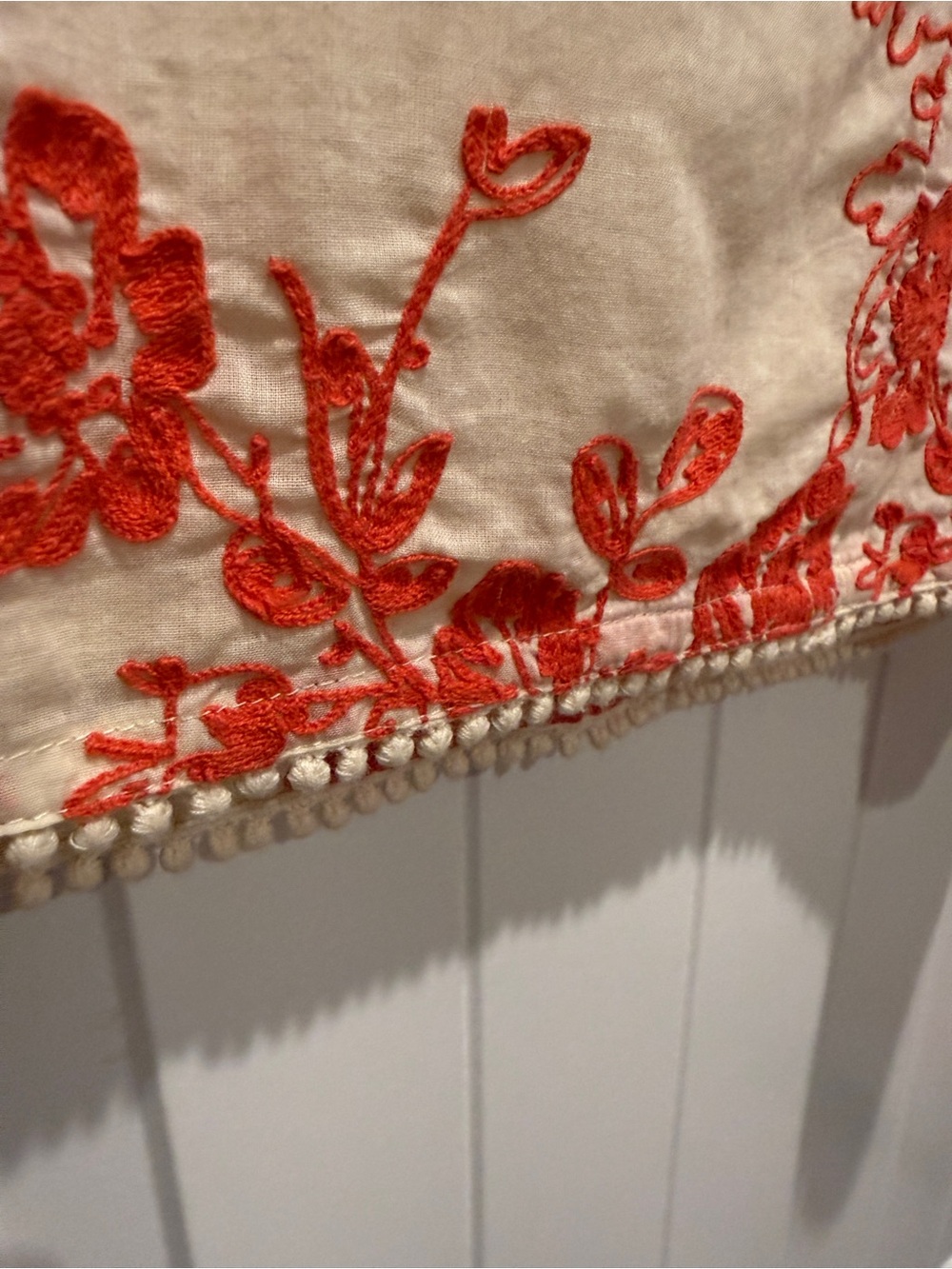 Cream Dress with Floral Embroidery 100% Cotton Sundress - Picture 8 of 9